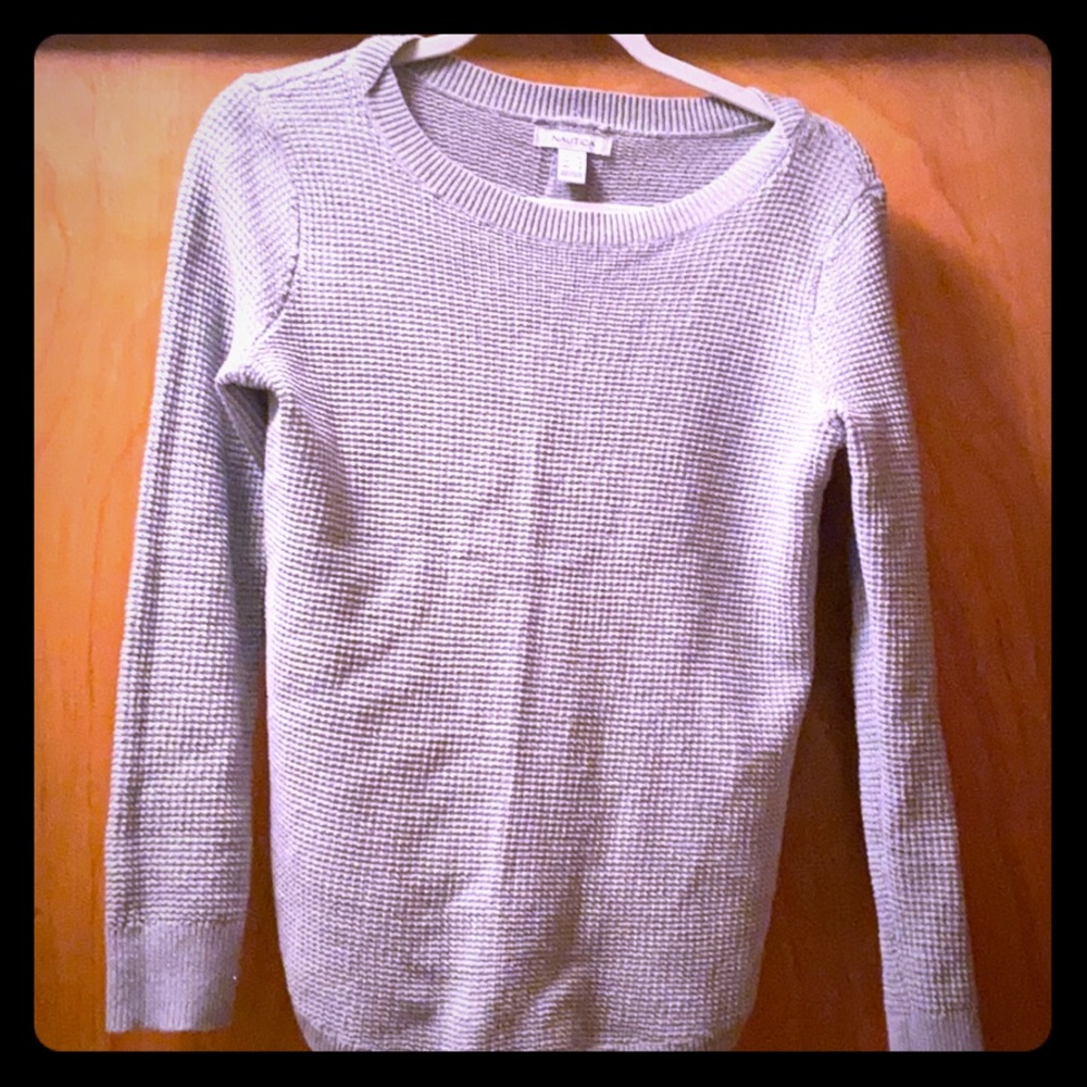 Nautica gray sweater with button down feature back